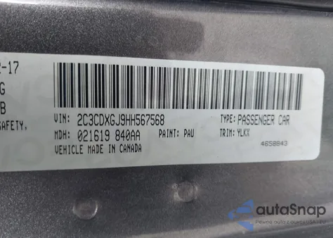 2017 Dodge Charger Daytona 392 Rwd из США, поврежденный, VIN 2C3CDXGJ9HH567568